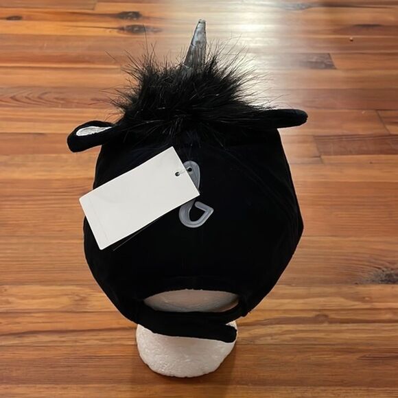Spooky Streets Black Velour Unicorn Cap Hat OS NEW Halloween Costume Dress-Up - Picture 3 of 9